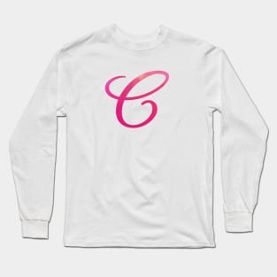 Letter C Monogram, Pink Color Personalized Design Long Sleeve T-Shirt